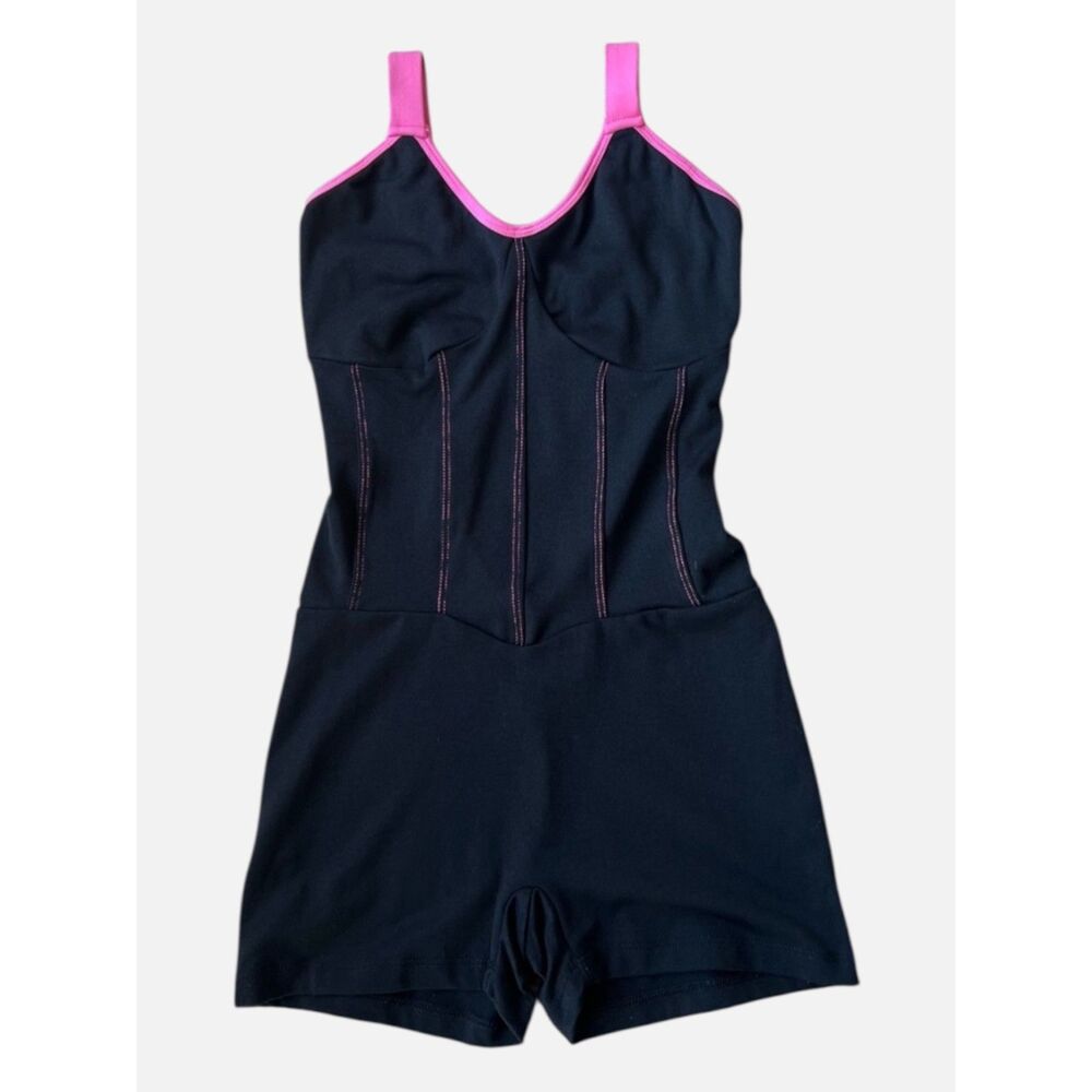 Company 5 Dancewear Unitard Navy Pink Back Cutout Adult XS